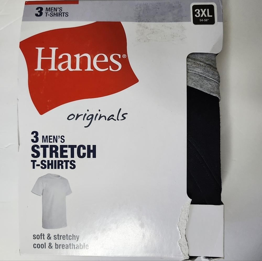 Hanes Originals Mens 3XL 3 Pack TShirts Moisture Wicking Stretch Cotton Crewneck